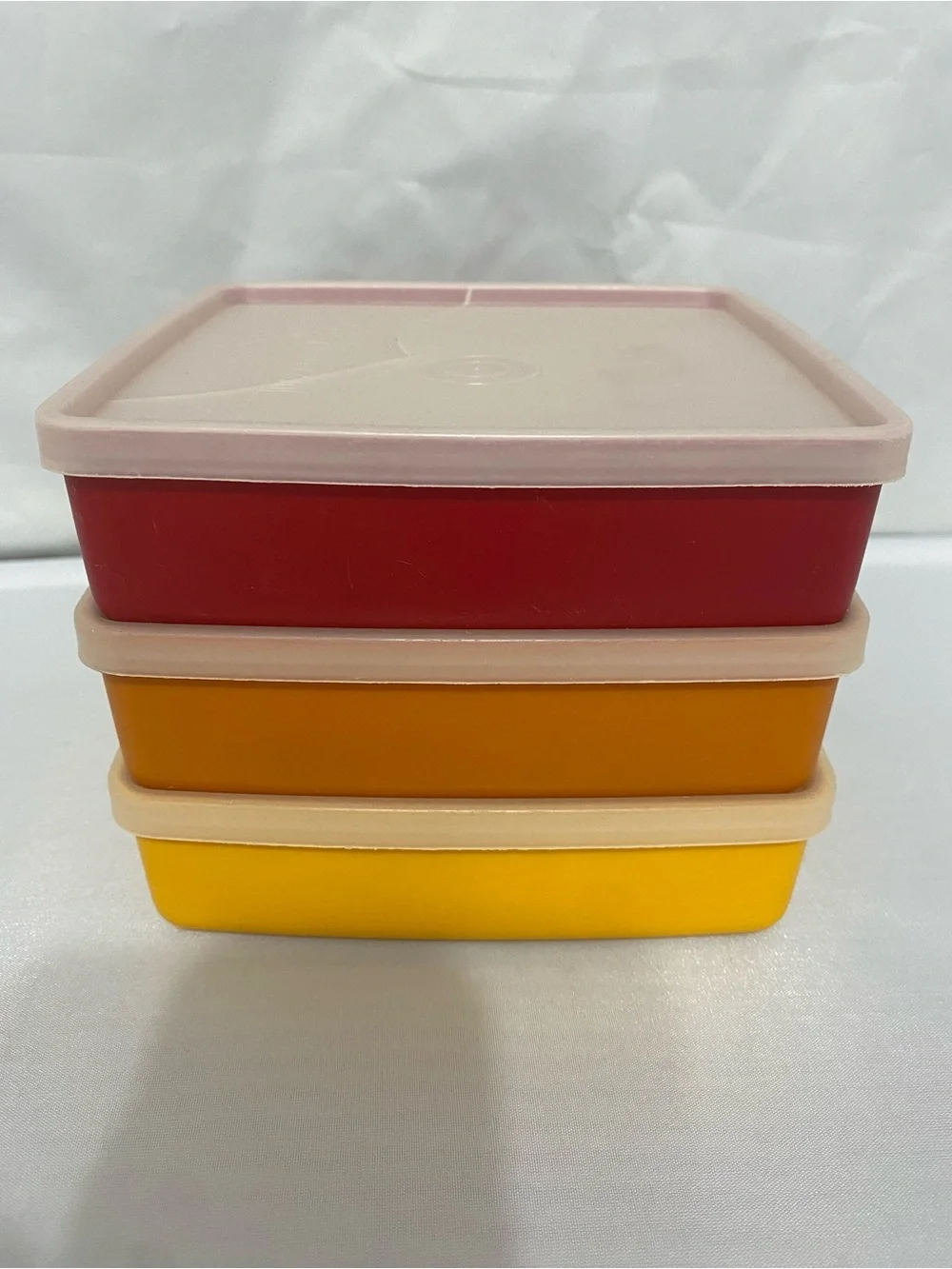 Tupperware Red, Orange, Yellow Stackable Food Containers.